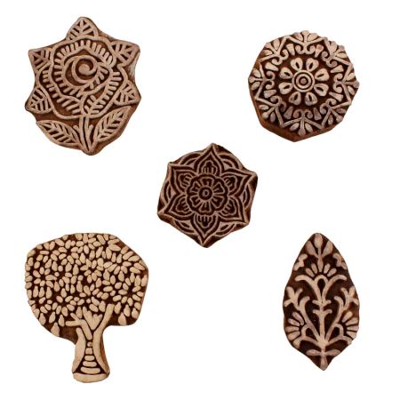 Set of 5 Piece New Mix Wooden Printing Blocks